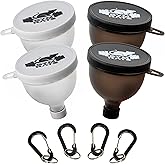 Protein Powder Funnel to Go with Carabiners & Reinforced Caps - 4 Pack (Water Bottle Approve)