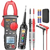 ST181 Multimeter 600V Clamp Amp Meter with Non Contact Voltage Tester Kit | Measures AC/DC Volatage,Current,NCV,Continuity,Frequency,Diode,Capacitance Electric Wire Detector for DIY Electrical Work