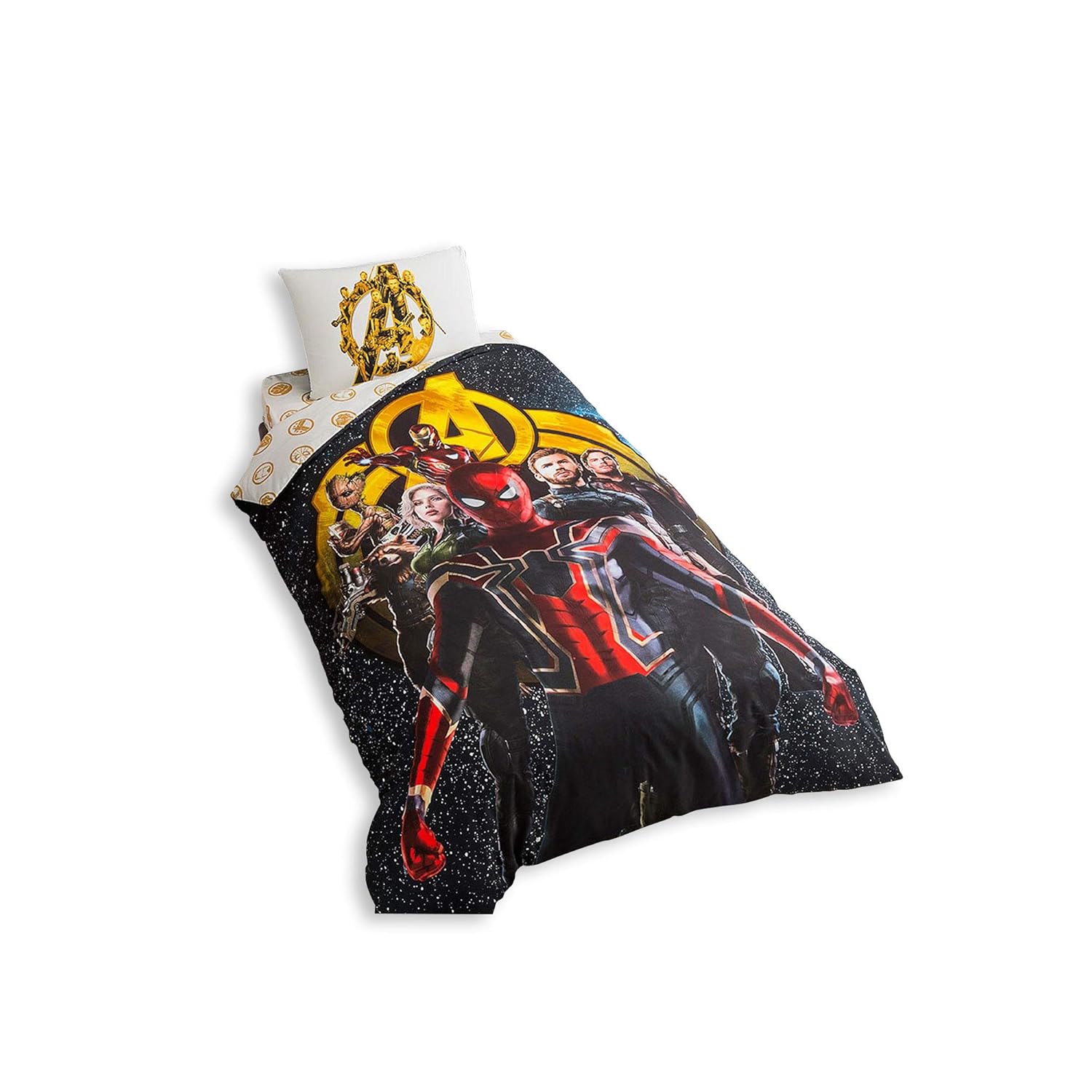 Avengers Marvel Comics Spiderman Captain America Groot Iron Man Black Widow Hulk Thor Single Twin Size Ranforce Quilt Duvet Cover Set Bedding Always Cheapest 100 Turkish Cotton 3 Pcs Kids Bedding