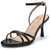 SLXCHBSL Women's Strappy Heeled Sandals 3 Inch High Heels Round Toe Ankle Strap Dress Shoes for Wedding Party or Holiday