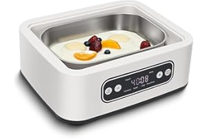 1.7-Quart Yogurt Maker with Adjust Temp(21°C-48°C/70°F-118°F) & Time(1-99h),110V-240V Auto-adaptive,Steel Inner Pot,BPA-free,