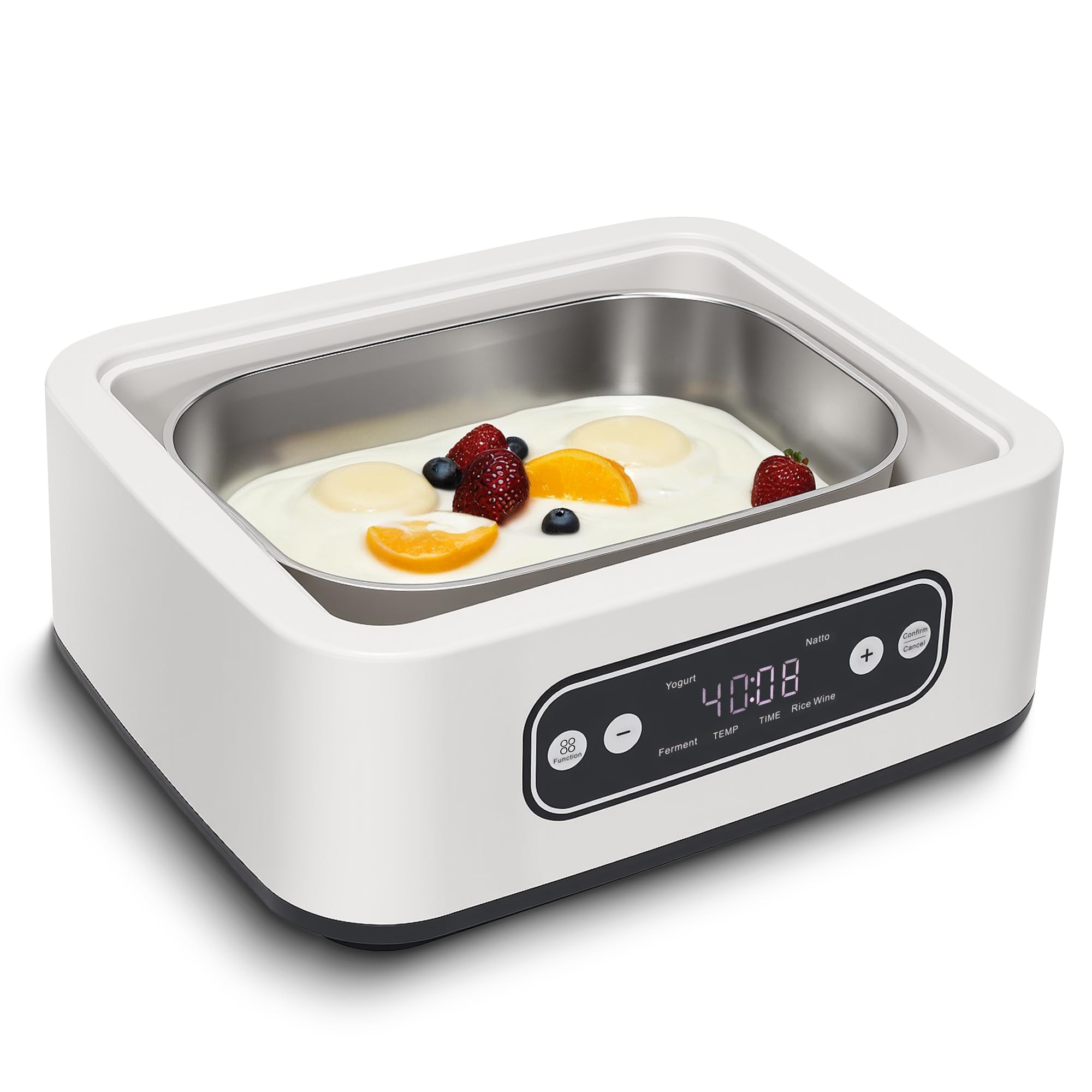 Photo 1 of ****used missing parts****  1.7-Quart Yogurt Maker with Adjust Temp(21°C-48°C/70°F-118°F) & Time(1-99h),110V-240V Auto-adaptive,Steel Inner Pot,BPA-free,Celsius Increment,Real-Time Countdown LED Display (Without GLass Jars)