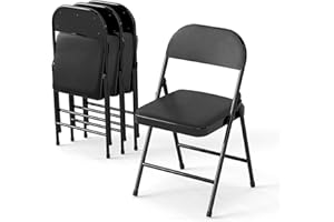 Winlice 4 Pack Leather Padded Folding Chair, Metal Frame with Pu Leather Seat & Back, 650 LB Capacity Pu Leather Folding Chai