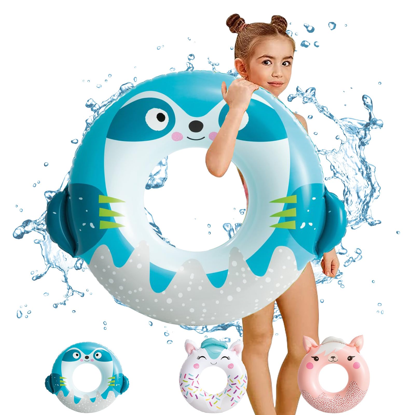 POPOYU Pool Inflatables Pool Floats,Inflatable Swimming Rings for Adults Kids,Pool Tubes Swimming Pool Toys Rubber Ring for Swimming Pool Beach Party Decorations,Kids Summer Gifts(84cm Seal)
