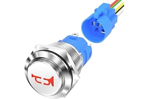 DaierTek 16MM Horn Switch Red LED Marine Momentary Push Button Switch 12V Waterproof Metal Air Horn Push Button for Auto Train Boat