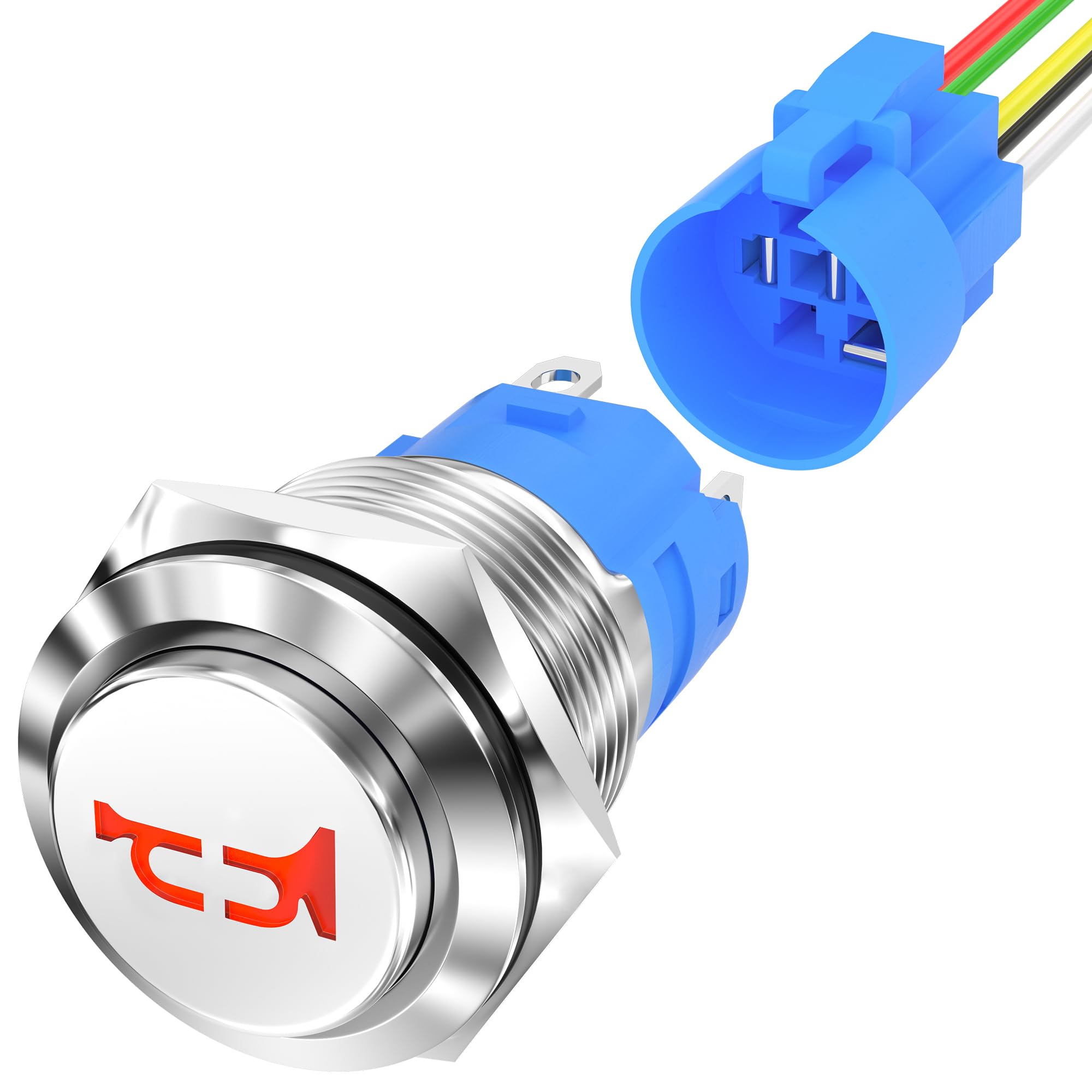 Photo 1 of DAIERTEK 16MM Horn Switch Red LED Marine Horn Button Switch 12V Waterproof Metal Air Horn Push Button for Auto Train Boat