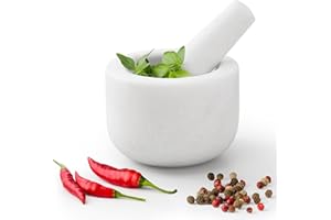 Navaris Mortar and Pestle Set - White Marble Mini Pestle and Mortar Bowl - Stone Grinder for Spices Garlic Nuts Herb Pesto - 