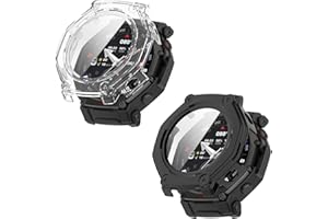 for Amazfit T-rex 3 Pro 48MM Hard PC Protective Case with Tempered Glass Screen Protector,Smartwatch Protective Case Cover -B