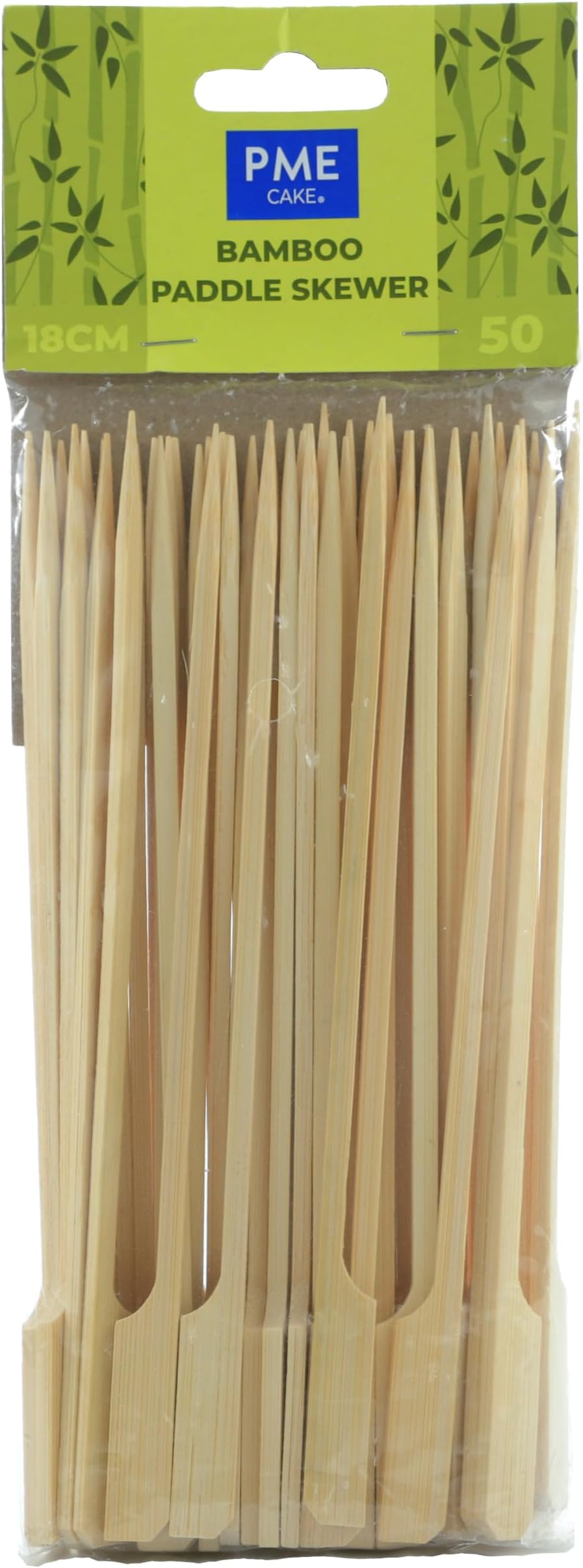 PME LSK184 Bamboo Paddle Skewers 18cm Pack of 50 Brown