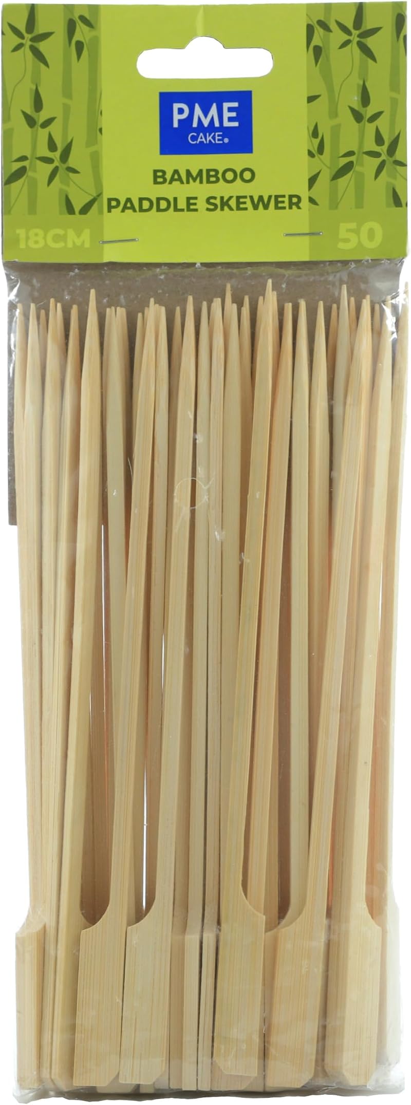 PME LSK184 Bamboo Paddle Skewers 18cm Pack of 50 Brown
