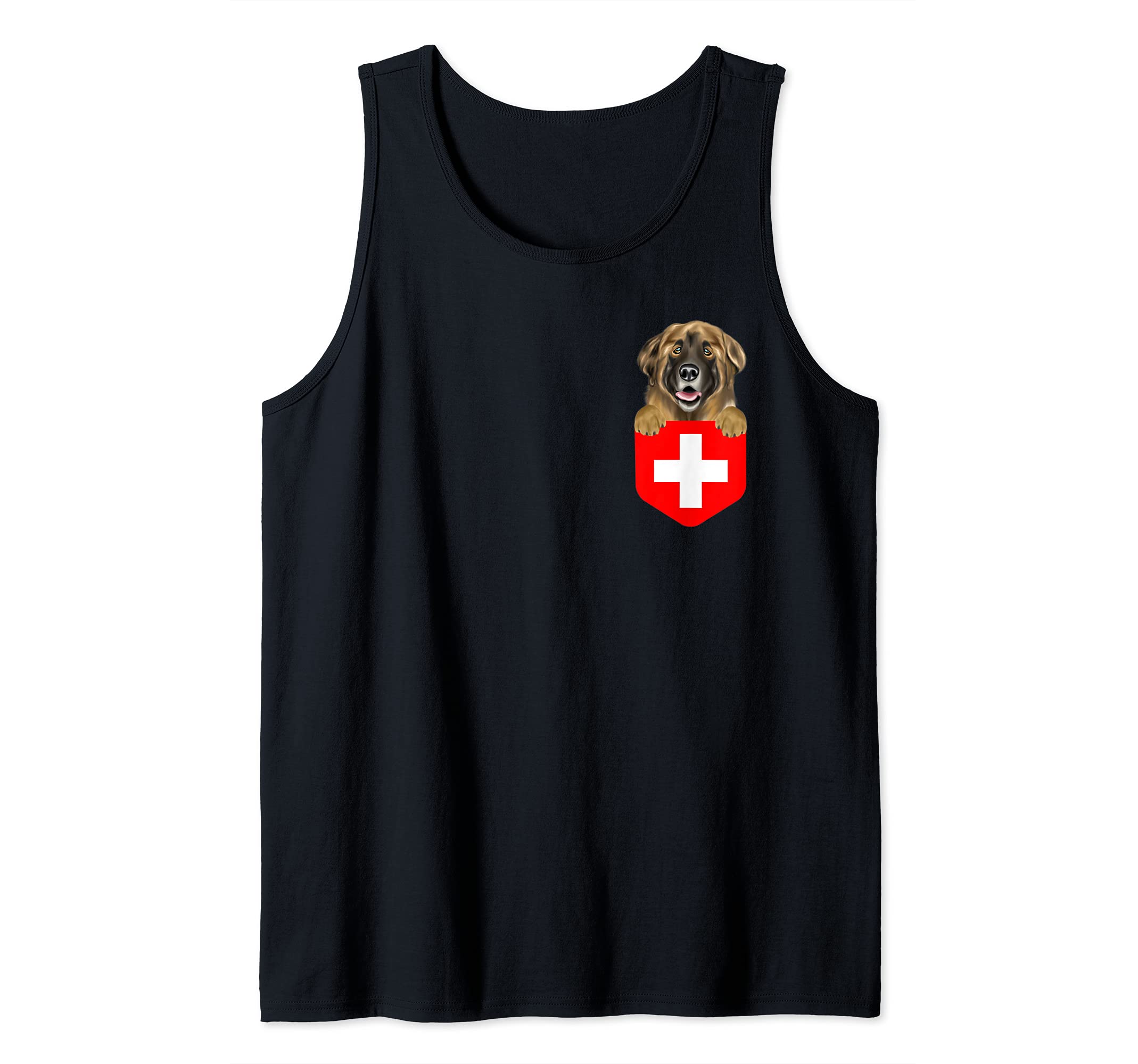 Switzerland Flag Leonberger Dog In Pocket Tank Top