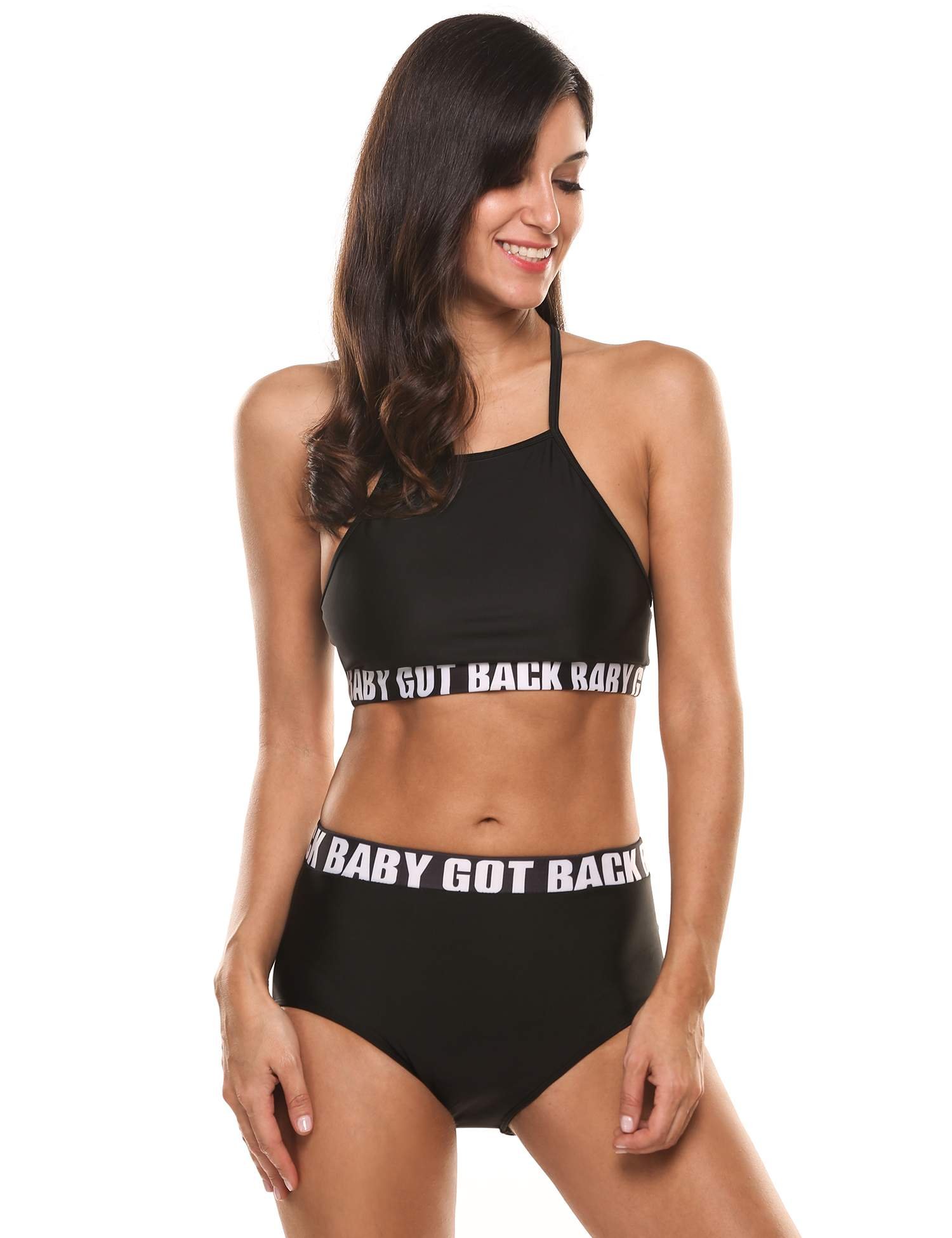 Ekouaer Women Bikini Set Top Push up String Cross strap Fashion Swimsuits