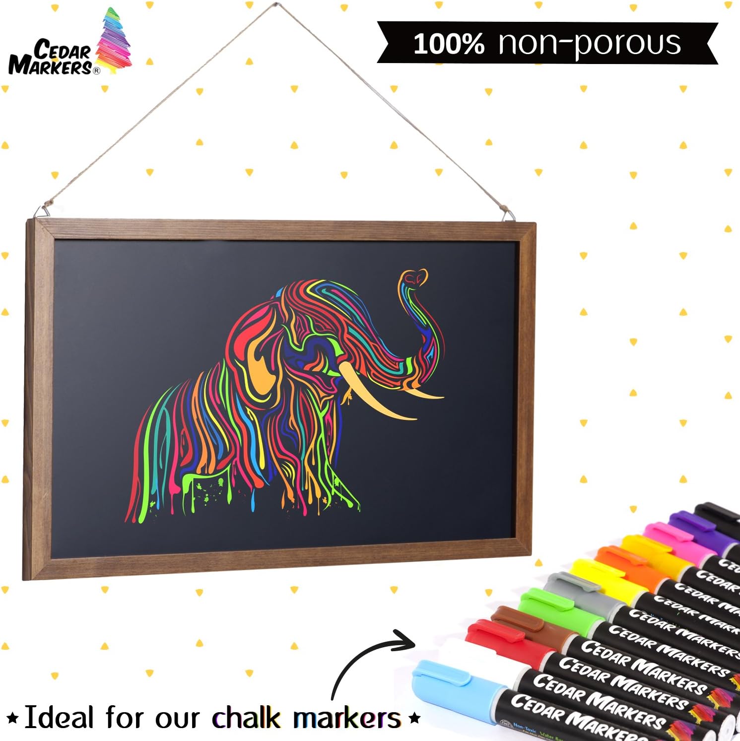Cedar Markers 36"x24" Big Chalkboard with Wooden Frame. 100% Non-Porous Erasable Blackboard and Whiteboard for Liquid Chalk Markers. Magnet Board Chalk Board Decorative Chalkboard for Parties (36x24): Home & Kitchen