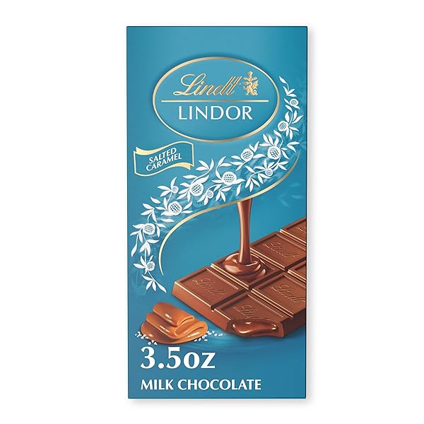 LINDT LINDOR SALTED CARAMEL MILK CHOCOLATE TRUFFLE BAR, CHOCOLATE CANDY BAR WITH SMOOTH CENTER, 3.5 OZ.
