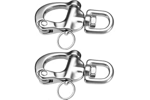 BSET MATEL Quick Release Snap Hook, 316 Stainless Steel Swivel Eye Snap Shackle Sailing Hook, 2 Pcs Marine Sailboat Shackles for Sailing Rigging, Panic Snap, Spinnaker Clip, Sailing Equipment.