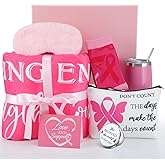 Tioncy 10 Pcs Breast Cancer Survivor Gifts for Women Basket Chemo Care Package 50" x 60" Coral Fleece Throw Blanket Cancer Awareness Accessories Get Well Soon Gifts Wellness Comforting Must Haves