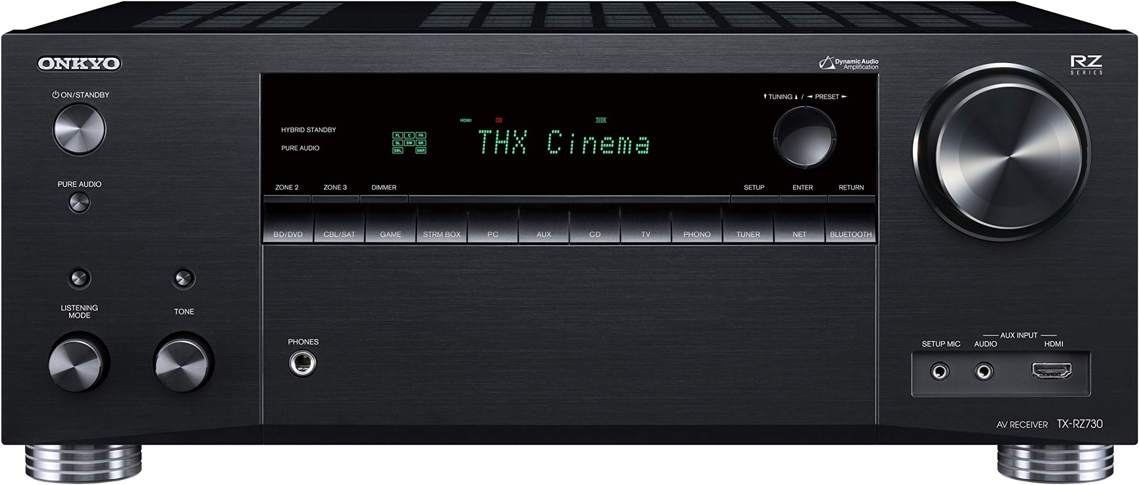 Onkyo TX-RZ730(B) 9.2 Channel AV Receiver (THX Cinema Sound, 175 Watt/Channel, Multiroom, Dolby/DTS: X, Wifi, Bluetooth, Streaming, Music Apps, Spotify, Tidal, Deezer, Internet Radio), Black