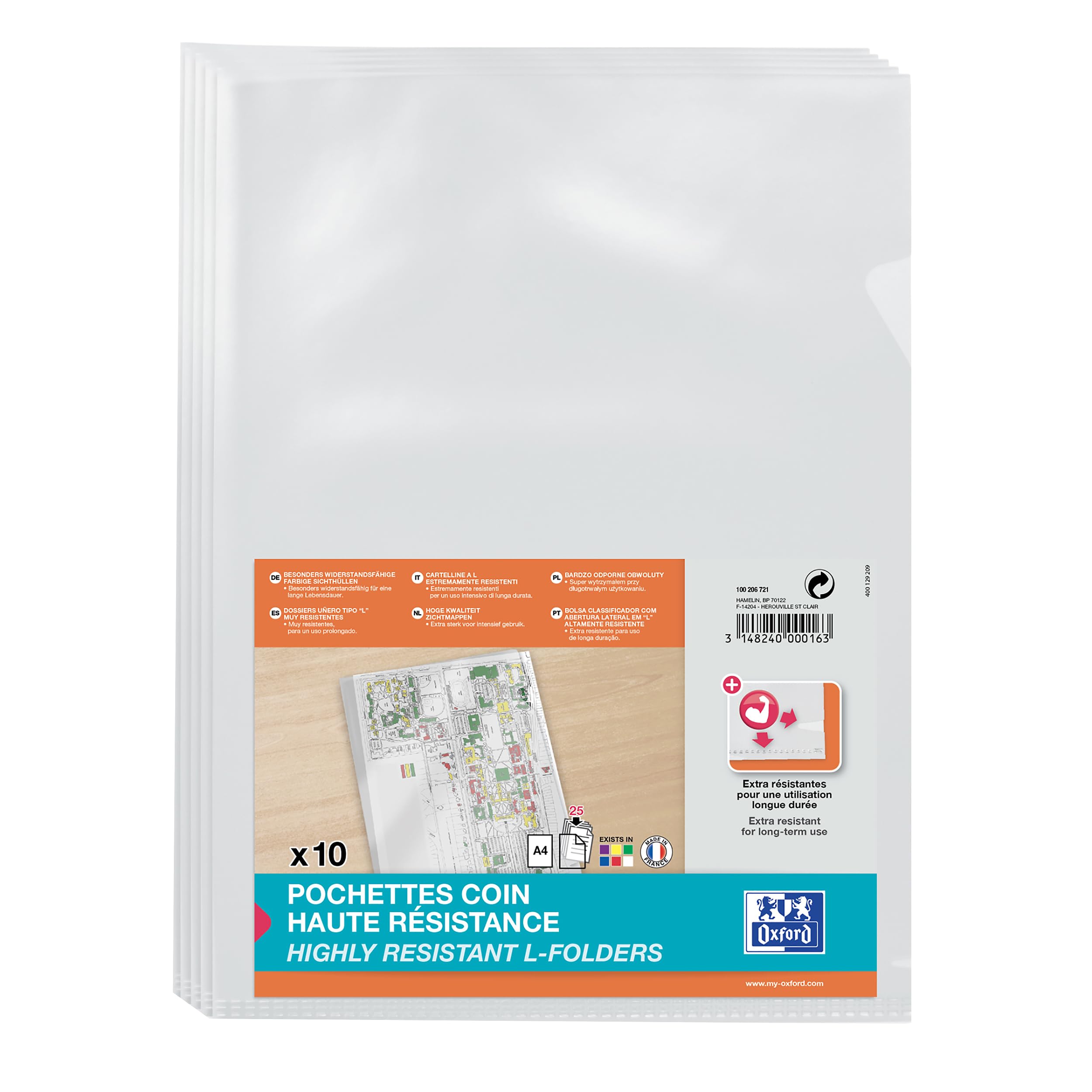 Elba Fard'or insteekmap L-Model A4 PVC 150μ glashelder kunststof kleurloos pak 10