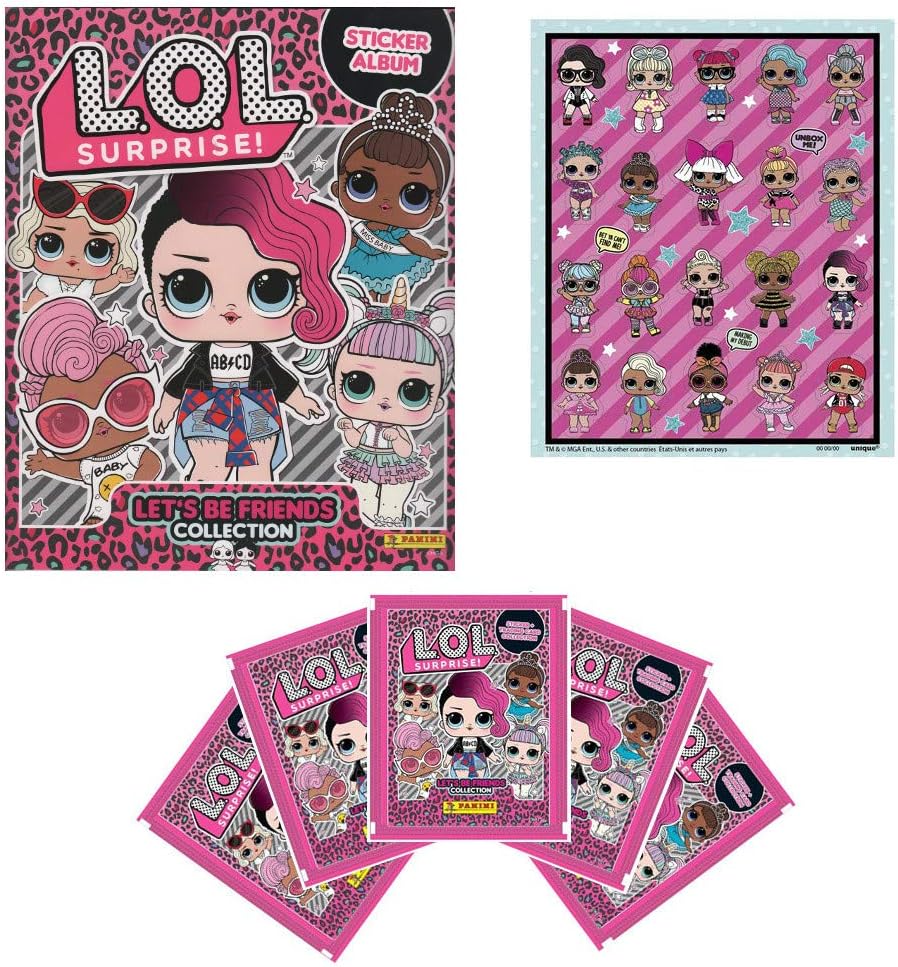 Panini L.O.L. Surprise! Sticker Album Book + Sticker Sheet Pack + 5 Booster Packs