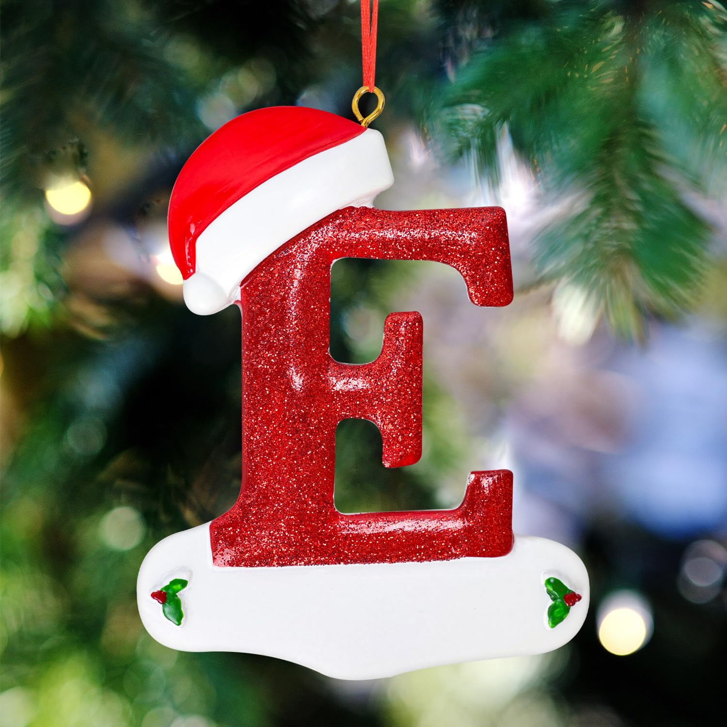 TOPWAYS 26 Letter Christmas Tree Hanging Pendant, Christmas tree decorations, Personalized DIY Christmas Ornaments, Hanging Xmas Alphabet Letters (E)