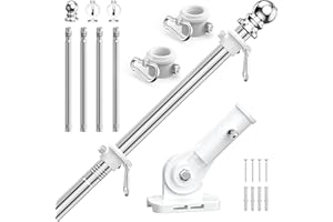 ZHULI 5 FT Flag Pole for Outside House, Flag Pole Kit with 180° Multi-Position Bracket Holder, Rustproof Stainless Steel Flagpole with Tangle Free Spinning Flag Rings, for Outdoor Porch Residential