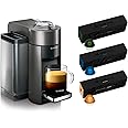 Nespresso ENV135GY Coffee and Espresso Machine by De'Longhi, Graphite Metal Nespresso Vertuoline Coffee, Assortment, 30 Capsules