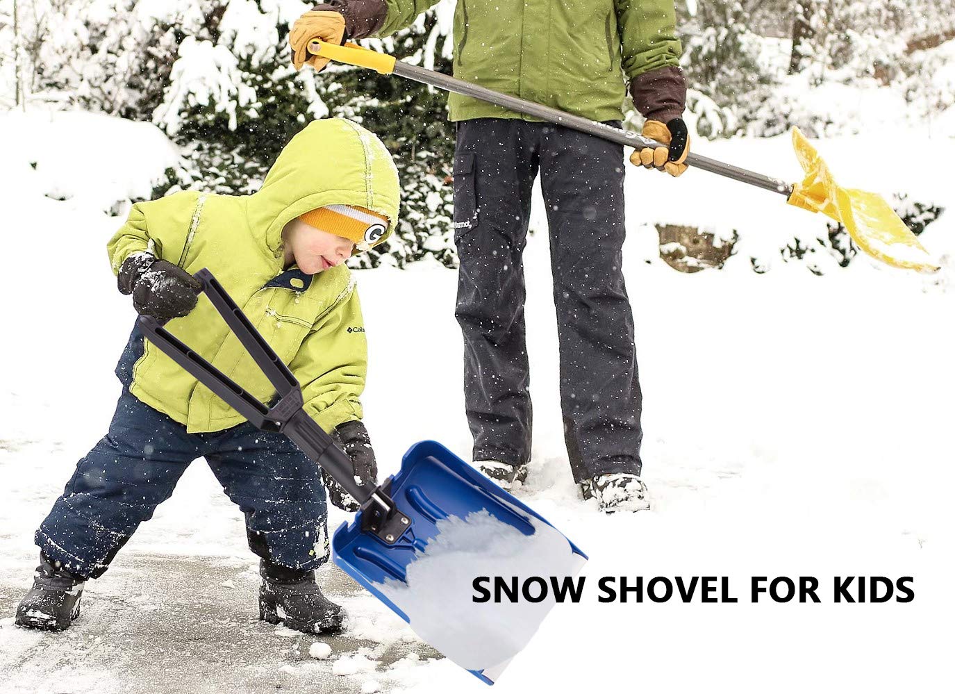 ELIVERN Folding Snow Shovel, Compact Snow Shovel with Comfortable D-Grip Handle and Durable Aluminum Edge Blade, 13\