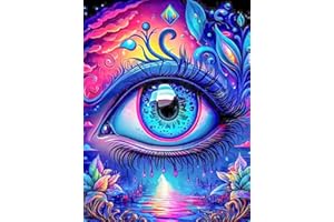 ijbnhd Diamond Art Kits for Adults, DIY Colorful Eye Diamond Painting Kits for Beginners, 5D Full Drill Round Eye Gem Art for Home Wall Decor 12X16in