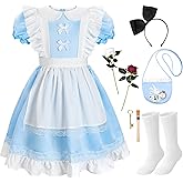 ReliBeauty Princess Deluxe Glittering Halloween Dress with Apron Bow Hair Band