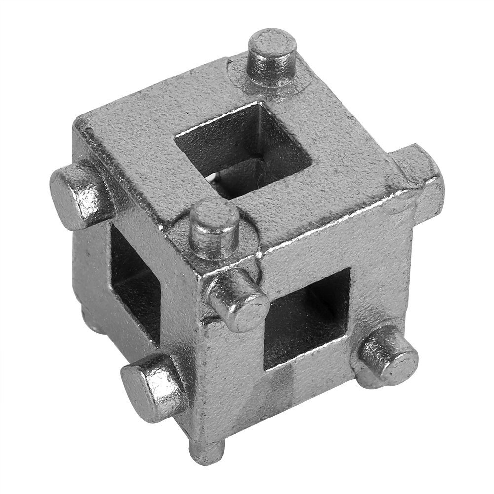 Disc Brake Piston Tool, Universal 3/8" Brake Piston Compressor Rotator Cube Tool Rear Disc Brake Caliper Brake Piston Wind Back Cube Silver