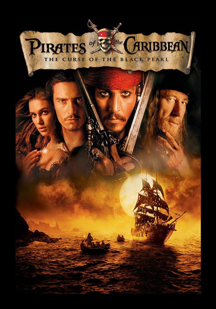 "Pirates of the Caribbean: The Curse of the Black Pearl" Movie Poster (2003, Gore Verbinski, Johnny Depp as "Jack Sparrow", Geoffrey Rush, Orlando Bloom, Keira Knightley, Jack Davenport, Kevin R. McNally, Jonathan Pryce) [A2 Size 42.0 x 59.4 cm, 16.53 x 23.39 inches]