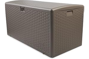 Plastic Development Group 99-Gallon Weather-Resistant Resin Outdoor Storage Deck Box with Slide and Snap Assembly, Driftwood