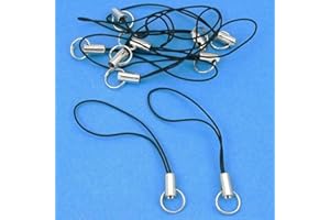 FINDINGKING BlastCase 10 Silver Tone Black Cell Phone Charm Split Ring Strap