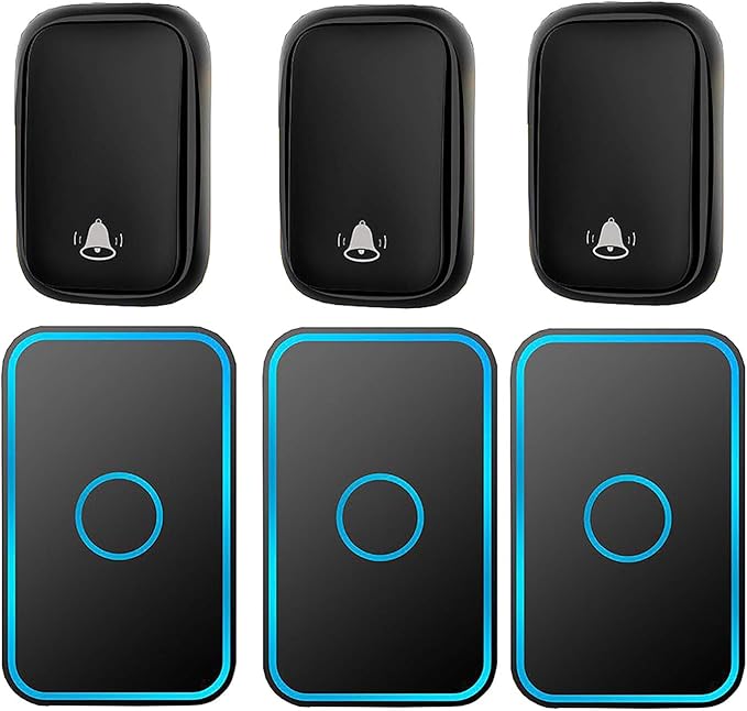 No Battery Required Wireless Doorbell, 3 PlugIn Receivers And 3 Push