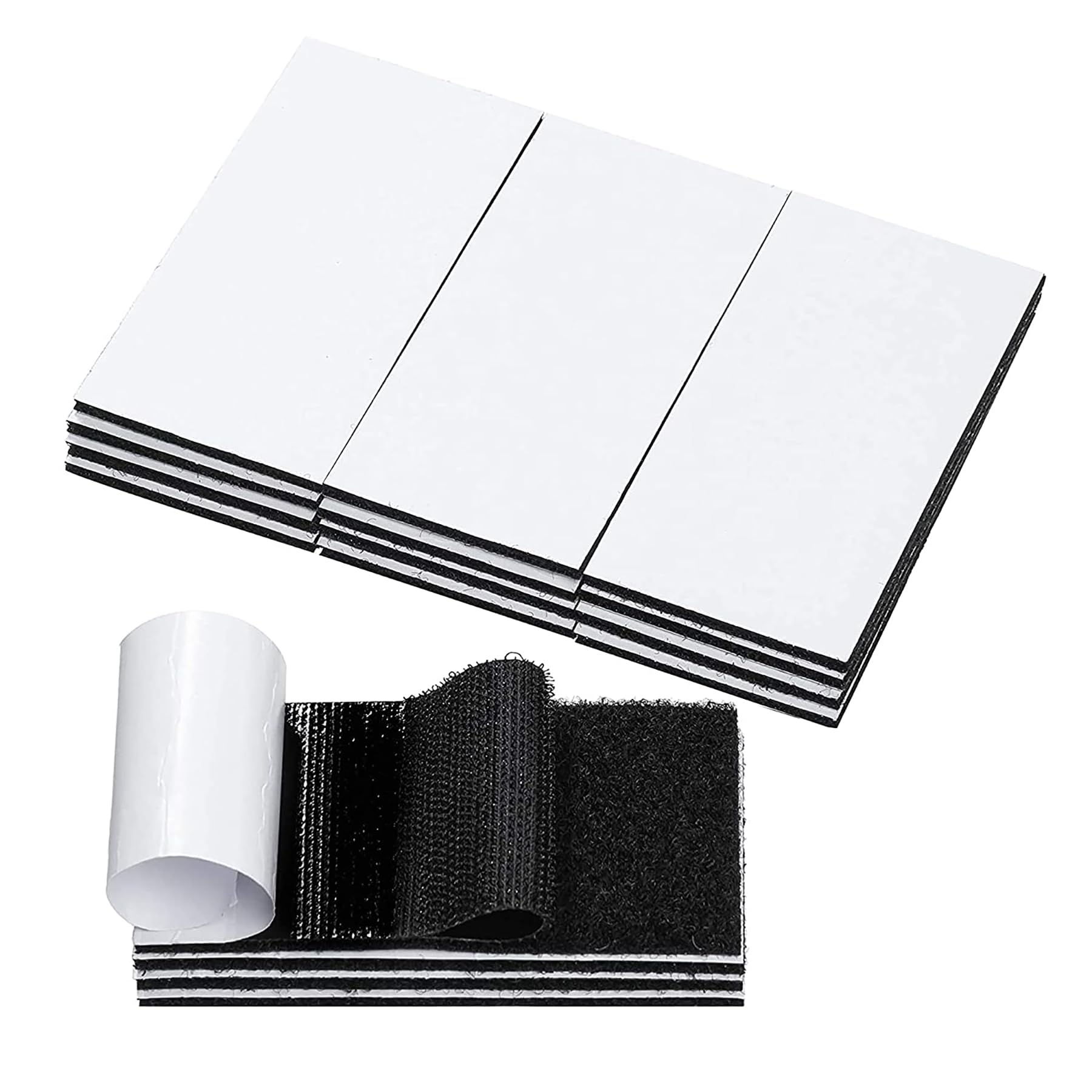 JEWOSTER 8 Sets 2x6 Inch Hook and Loop Strips with Adhesive - Double Sided Tape Heavy Duty for Wall Crafts - Sticky Back Fastener Mounting Tape for Home or Office Use,Indoor & Outdoor Use,Black