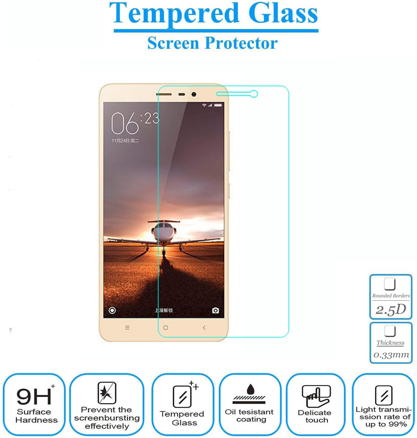 Xiaomi Redmi Note 3 Tempered Glass Screen Protector Helianton 9H Hardness Easy Paste Anti-burst Anti-Scratch Anti-Explosion Rounded Edge Screen Protector