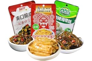 MENTANGZHAO Zhacai Pickled (215g/7.77oz,3Packs/Bag) Si Chuan Zha Cai For Sushi Chinese zhacai for Rice Bowls Si Chuan sui mi ya cai for Ramen Chinese Pickles Variety Set Pickled Cucumber, Radish,Kelp Pickles