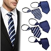 BetterJonny 5 Pieces Pre Tied Adjustable Zipper Ties Necktie for Men Office Graduation Wedding, Color A