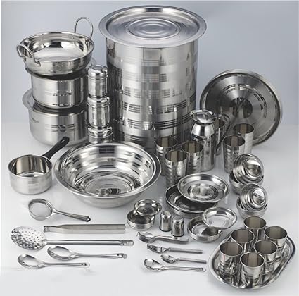 Buy Aristo Stainless Steel Plain Drum Set 101 Piece Set Online At Low Prices In India Amazon In