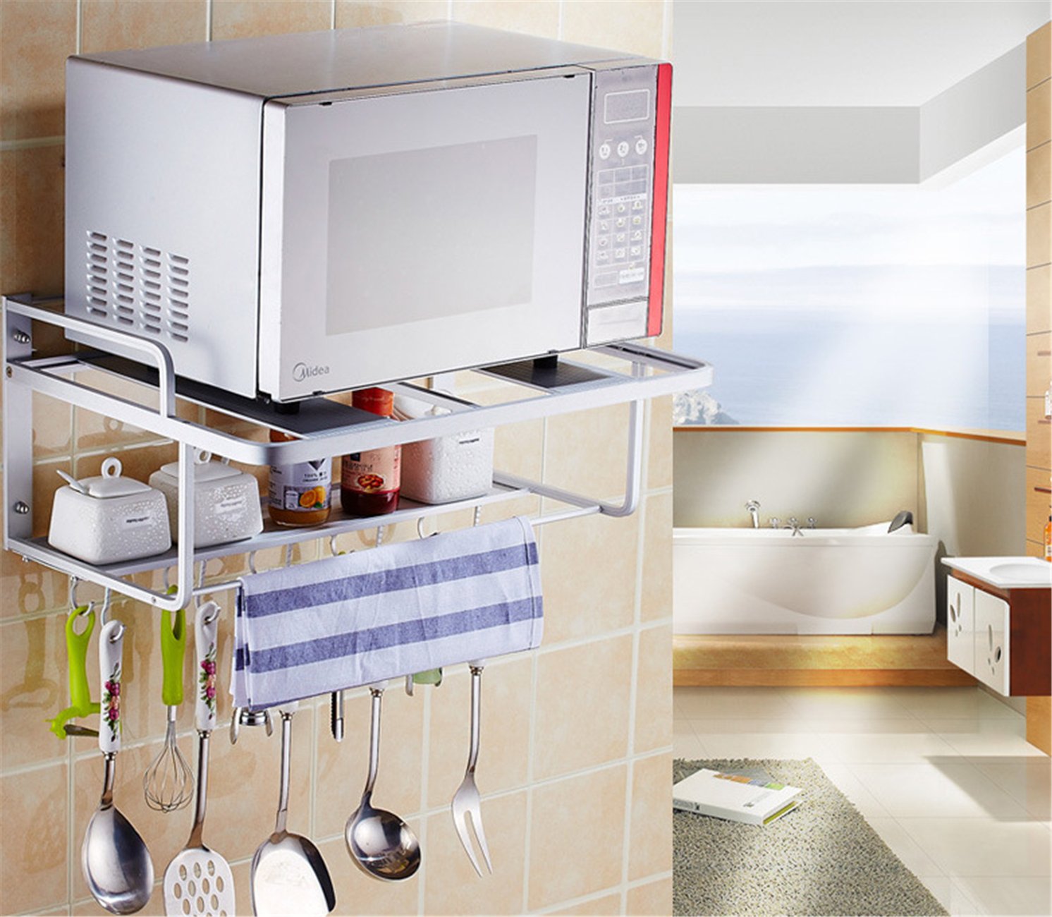 Regal für Mikrowelle Wandhalterung für Küche Ofen Schweberegale Küche