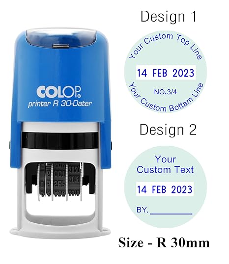 Selbstfarbender runder kundenspezifischer Stempel COLOP R30 mit Datums-personalisiertem Datums-Stempel