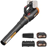 WORX Nitro Cordless Leaf Blower, Quiet Electric Blower for Lawn Care with 530 CFM & 180 MPH, 2 × 4.0 Ah Batteries & Charger I