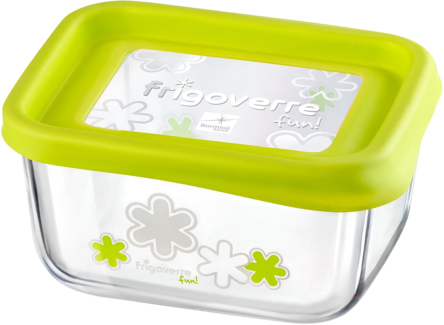 Bormioli Rocco Frigoverre Fun Green Glass Storage Container, 13.5 Ounce