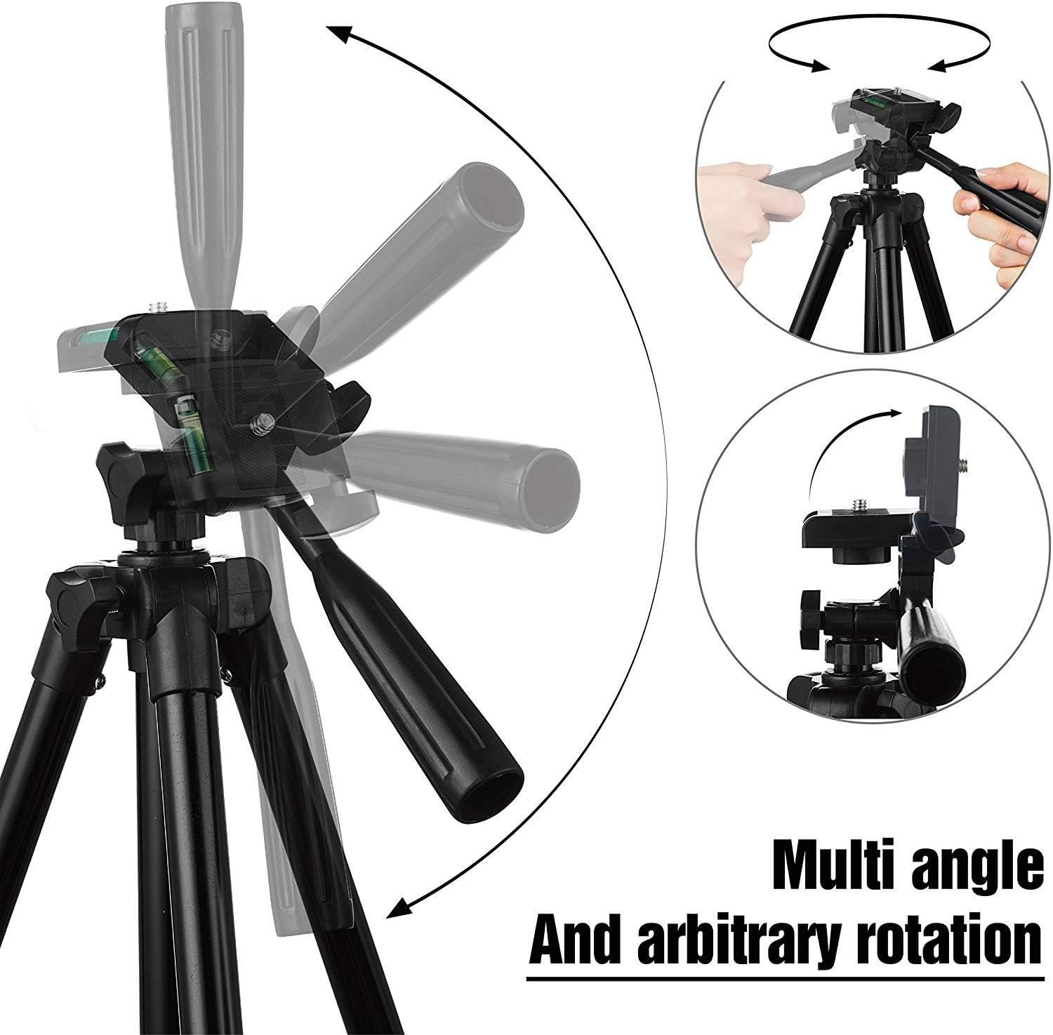 JUSTOP Lightweight Tripod Stand With Phone Holder, Aluminum, for Phone Digital Camera, SLR, DSLR, Camcorder, Action Camera Etc - Image 5