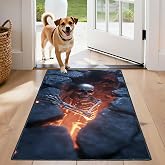 Washable 2x3 Entry Rug Dark Gothic Skeleton Area Rug, Non Slip Low Pile Indoor Door Mat, Horror Fantasy Decorative Rug for Entryway, Bedroom, Living Room, Black & Fire Design