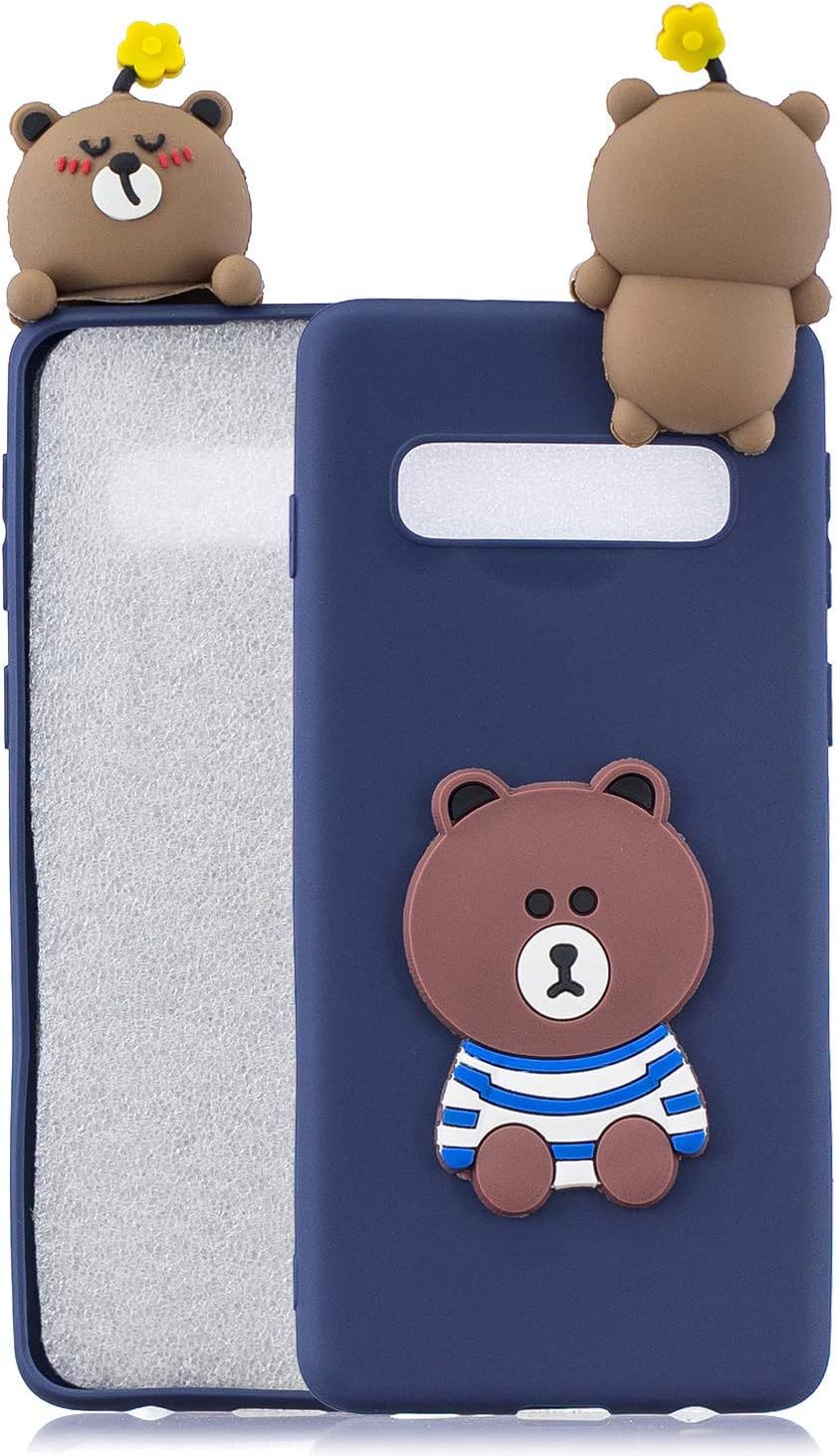 TopFunny Cases for Galaxy S10 Silicone 3D Cute Cartoon Case Soft TPU Slim Fit Rubber Bumper Protective Gel Cover Shockproof Case for Samsung Galaxy S10 6.1" 2019 Bear