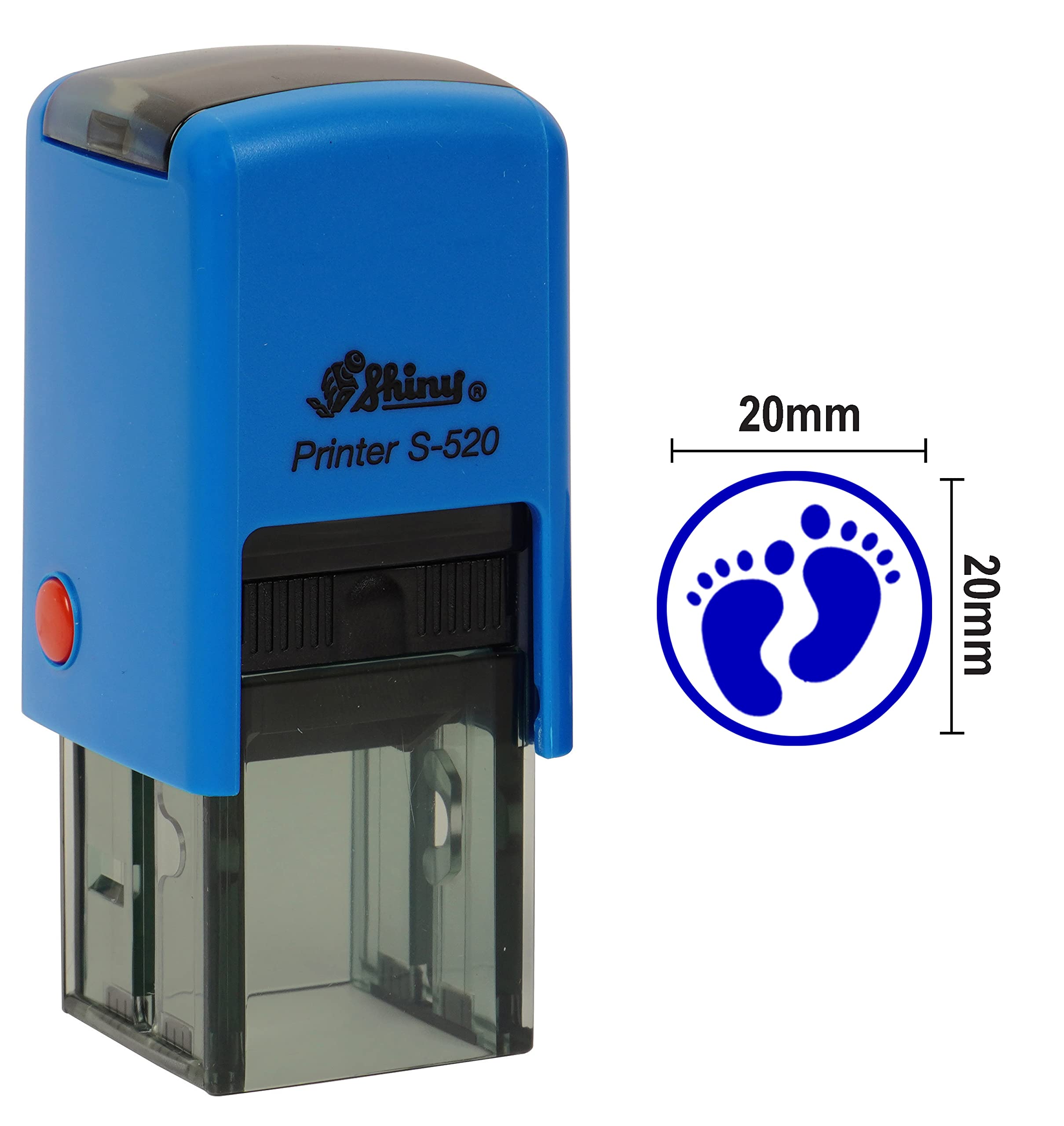 Personalized Custom Shiny 20mm Rubber Mini Stamp Footprint Design Round Self Inking Kids Teacher Stamp