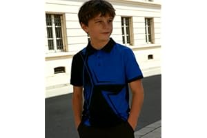 Boys Printed Polo Shirt Short Sleeve Stylish Moisture Wicking UPF 30+ Performance Golf Shirts