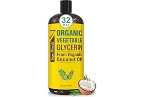 Seven Minerals, Organic Vegetable Glycerin - Big 32 fl oz Bottle - No Palm Oil, Made with Organic Coconut Oil - Therapeutical Grade Glycerine for DIYs - Hair, Nails & Skin Moisturizer - Non-Gmo