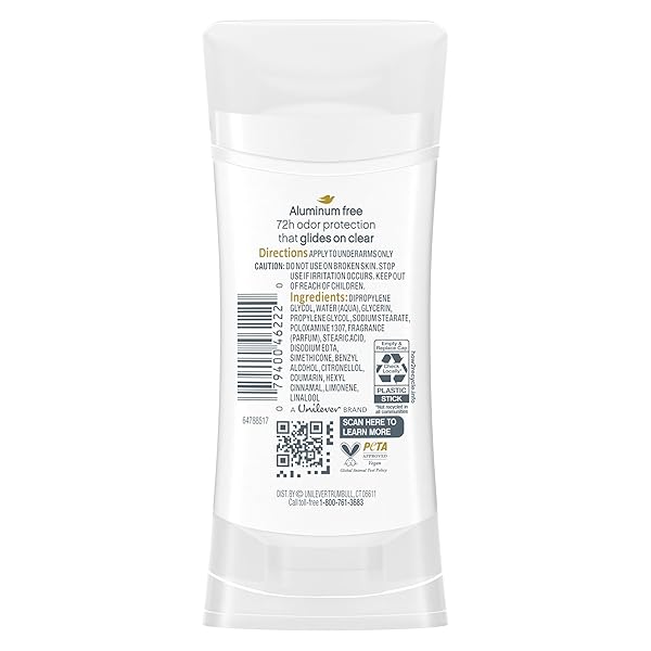 DOVE ALUMINUM FREE DEODORANT FOR WOMEN POMEGRANATE AND LEMON VERBENA 72 HOUR ODOR PROTECTION 2.6 OZ
